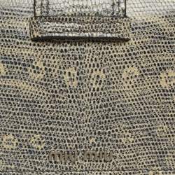 Miu Miu Cream/Black Lizard Embossed Leather Crystal Embellished Dahlia Crossbody Bag