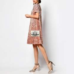 Miu Miu Cream/Black Lizard Embossed Leather Crystal Embellished Dahlia Crossbody Bag