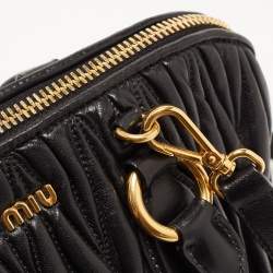 Miu Miu Black Matelassé Leather Bauletto Satchel
