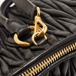 Miu Miu Black Matelassé Leather Bauletto Satchel