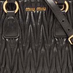Miu Miu Black Matelassé Leather Bauletto Satchel