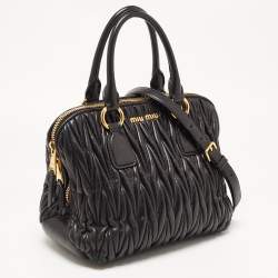 Miu Miu Black Matelassé Leather Bauletto Satchel