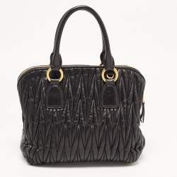 Miu Miu Black Matelassé Leather Bauletto Satchel