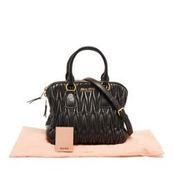 Miu Miu Black Matelassé Leather Bauletto Satchel