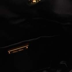 Miu Miu Gold/Black Lurex Fabric and Leather Bow Detail Clutch