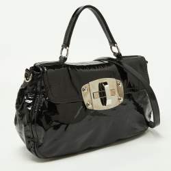 مملوكة مسبقًا Miu Miu Black Patent Leather Turnlock Top Handle Bag