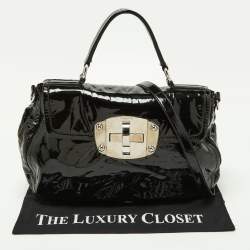 مملوكة مسبقًا Miu Miu Black Patent Leather Turnlock Top Handle Bag