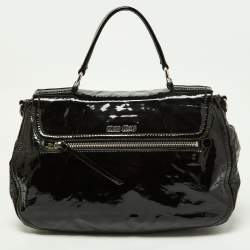 مملوكة مسبقًا Miu Miu Black Patent Leather Turnlock Top Handle Bag