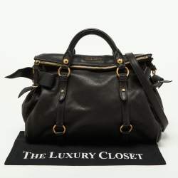 Pre Owned Miu Miu Black Leather Bow Bag