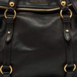 Pre Owned Miu Miu Black Leather Bow Bag