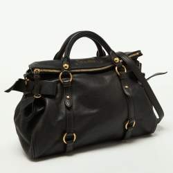 Pre Owned Miu Miu Black Leather Bow Bag