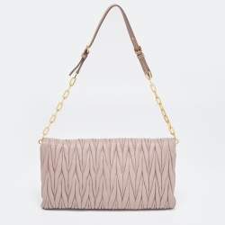Miu Miu Old Rose Matelasse Leather Flap Chain Clutch 
