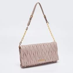 Miu Miu Old Rose Matelasse Leather Flap Chain Clutch 
