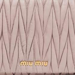 Miu Miu Old Rose Matelasse Leather Flap Chain Clutch 