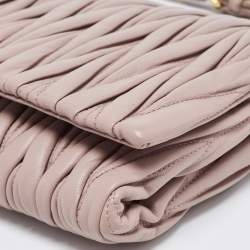 Miu Miu Old Rose Matelasse Leather Flap Chain Clutch 