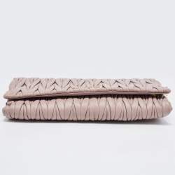 Miu Miu Old Rose Matelasse Leather Flap Chain Clutch 