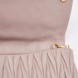 Miu Miu Old Rose Matelasse Leather Flap Chain Clutch 