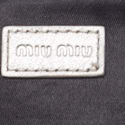 Miu Miu Silver Matelasse Leather Phone Holder Crossbody Bag