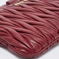 Miu Miu Red Matelassé Leather Frame Chain Clutch 