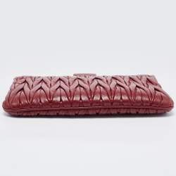 Miu Miu Red Matelassé Leather Frame Chain Clutch 