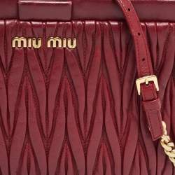 Miu Miu Red Matelassé Leather Frame Chain Clutch 
