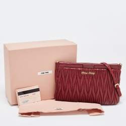 Miu Miu Red Matelassé Leather Frame Chain Clutch 