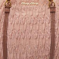 Miu Miu Pink Matelassé Fabric Chain Bowler Bag