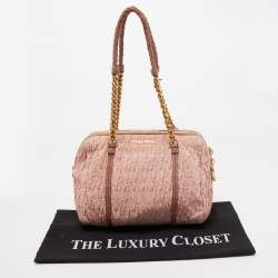 Miu Miu Pink Matelassé Fabric Chain Bowler Bag