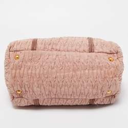 Miu Miu Pink Matelassé Fabric Chain Bowler Bag