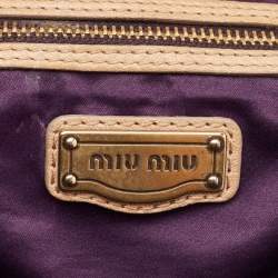 Miu Miu Beige Leather Patchwork Hobo