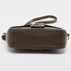 Miu Miu Green Madras Leather Pushlock Flap Crossbody Bag