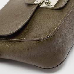 Miu Miu Green Madras Leather Pushlock Flap Crossbody Bag