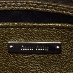 Miu Miu Green Madras Leather Pushlock Flap Crossbody Bag