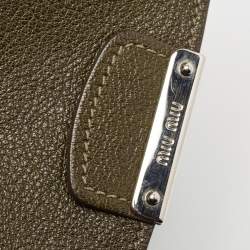 Miu Miu Green Madras Leather Pushlock Flap Crossbody Bag