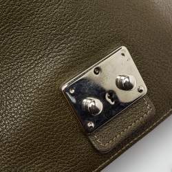 Miu Miu Green Madras Leather Pushlock Flap Crossbody Bag
