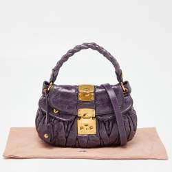 Miu Miu Purple Matelassé Leather Small Coffer Hobo