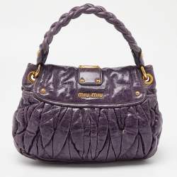 Miu Miu Purple Matelassé Leather Small Coffer Hobo
