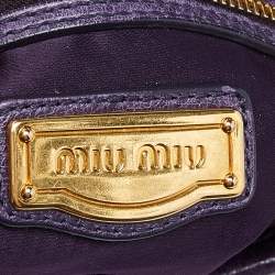 Miu Miu Purple Matelassé Leather Small Coffer Hobo