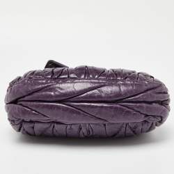 Miu Miu Purple Matelassé Leather Small Coffer Hobo