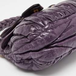 Miu Miu Purple Matelassé Leather Small Coffer Hobo