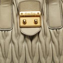 Miu Miu Grey Matelassé Leather Double Zip Satchel