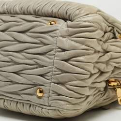 Miu Miu Grey Matelassé Leather Double Zip Satchel