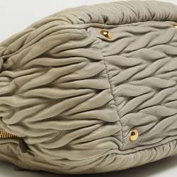 Miu Miu Grey Matelassé Leather Double Zip Satchel