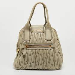 Miu Miu Grey Matelassé Leather Double Zip Satchel
