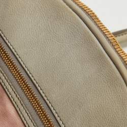 Miu Miu Grey Matelassé Leather Double Zip Satchel