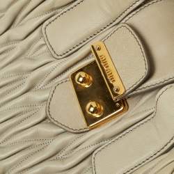 Miu Miu Grey Matelassé Leather Double Zip Satchel