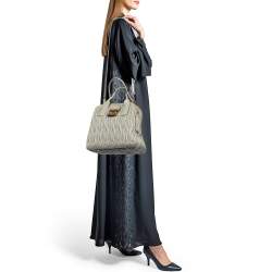 Miu Miu Grey Matelassé Leather Double Zip Satchel