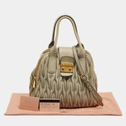 Miu Miu Grey Matelassé Leather Double Zip Satchel