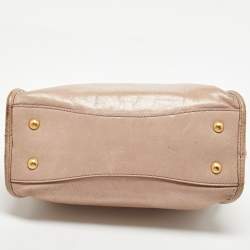 Miu Miu Old Rose Vitello Shine Leather Bauletto Zip Satchel