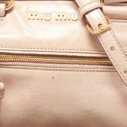Miu Miu Old Rose Vitello Shine Leather Bauletto Zip Satchel